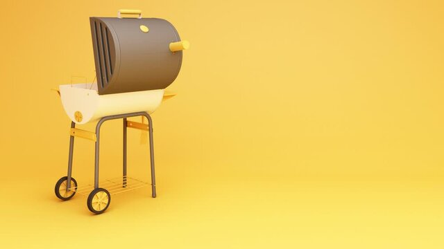 yellow bqq on yellow background 3d rendering