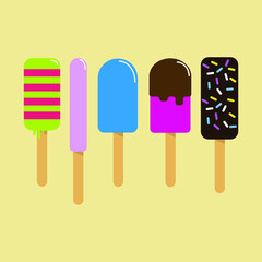 ice-cream, set of ice lolly