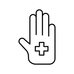 hand stop with medical cross symbol line style