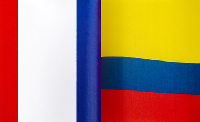 fragments of the national flags of France and the Republic of Colombia close-up