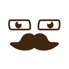 cartoon face with mustache emoticon icon