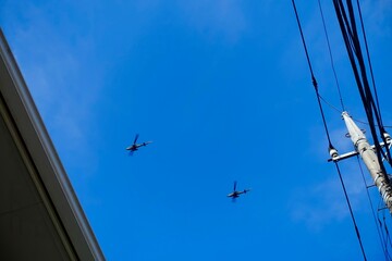 米軍のヘリコプターが頭の上を通過！
