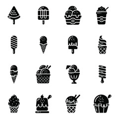 Pack of Ice Creams in Flat Icons
