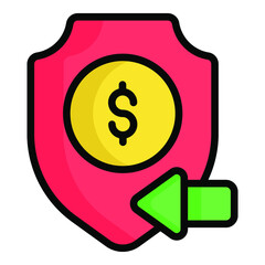 secure money color outline icon, shopping and discount sale icon.