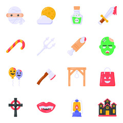 
Halloween Accessories Flat Icons Pack 
