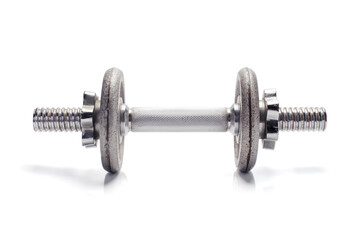Chromium steel dumbbell isolated on white background