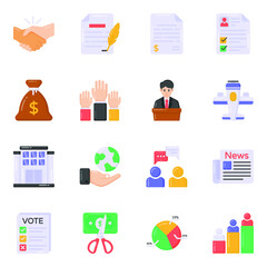 
Pack of Election and Documents Flat Icons 
