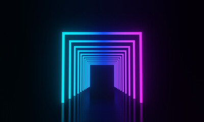 3D rendered glowing neon light