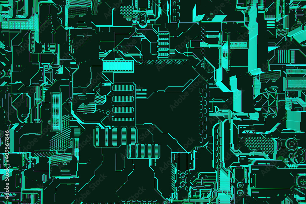 Fototapete 3d illustration of a pattern in the form of a metal, technological plating of a spaceship or a robot