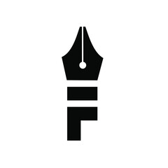 letter f pen logo icon design