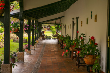 The Courtyard of a house in Villa De Leiva Town in Colombia