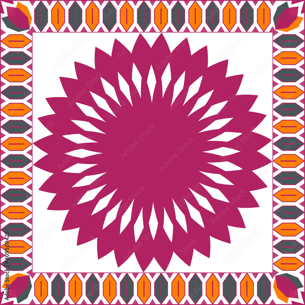 Poster vector scarf with colored frame. abstract seamless vector pattern with hand drawn elements.