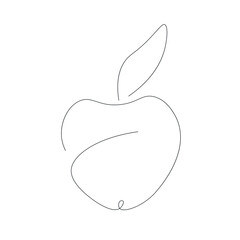 Apple icon on white background one line drawing, vector illustration