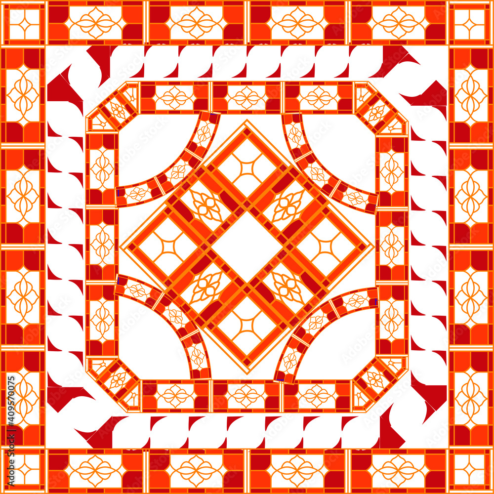 Poster vector scarf with colored frame. abstract seamless vector pattern with hand drawn elements.