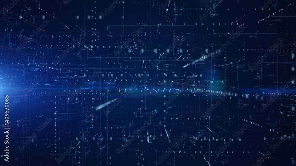 Poster digital cyberspace with particles and digital data network connections. high speed connection and da