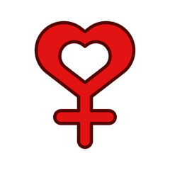 Fototapeta premium female gender symbol with heart flat style icon