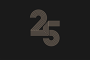 Number 25 Logo, Monogram Number 25 logo multi line style, usable for anniversary and business logos, flat design logo template, vector illustration - obrazy, fototapety, plakaty