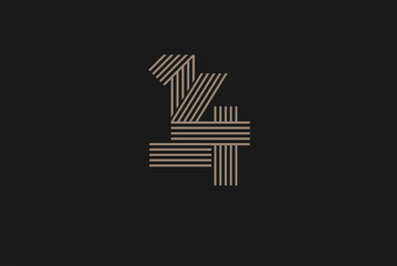 Number 14 Logo, Monogram Number 14 logo multi line style, usable for anniversary and business logos, flat design logo template, vector illustration - obrazy, fototapety, plakaty