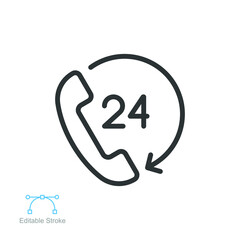 Costumer support line icon. Help line assistant, client service for user consultation. Call center 24-7. Operator Hotline support. Editable stroke Vector illustration design on white background EPS 10
