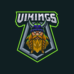 Vikings mascot logo design illustration for sport or e-sport team