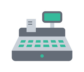 cash register color flat illustration isolated on white background. cash register with check vector icon for web and ui design, mobile apps and print products
