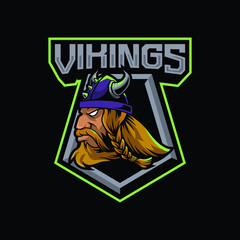 Fototapeta na wymiar Vikings mascot logo design illustration for sport or e-sport team