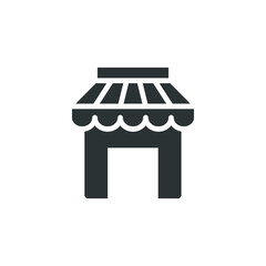 Market solid icon. Coffee shop and store building. storefront for online market. Small business bookstore. local market place location. Vector illustration. design on white background. EPS 10