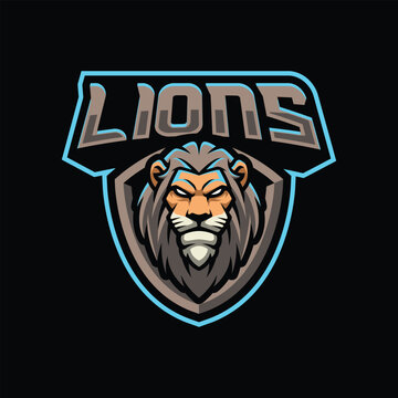 Lions mascot logo design illustration for sport or e-sport team