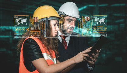 Facial recognition technology for industry worker to access machine control . Future concept interface showing digital biometric security system that analyze human face to verify personal data .