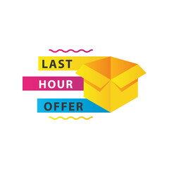 last hour offer sale countdown lettering with box carton