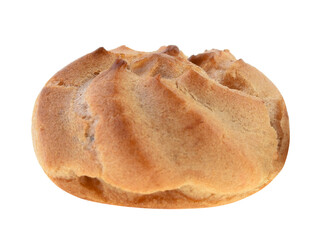 Chocolate eclair isolated on white background.