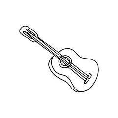 guitar in the style of doodle for the design of postcards