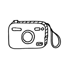 photo camera in the style of doodle. for the design of postcards