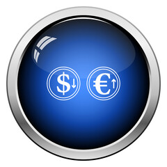 Falling Dollar And Growth Up Euro Coins Icon