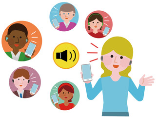 音声sns　国際色　話す人たち　イラスト