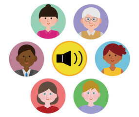 音声sns　コミュニティ　国際色　アイコン　イラスト