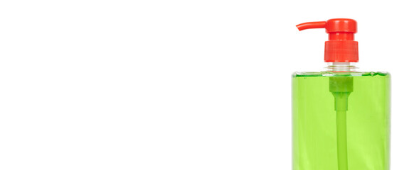 Bottle with liquid soap for dish washing, isolated on white background.