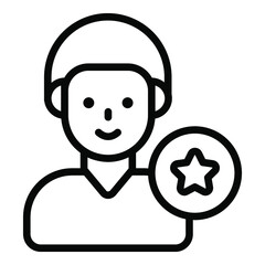 sale man vector line icon, shopping and discount sale icon.