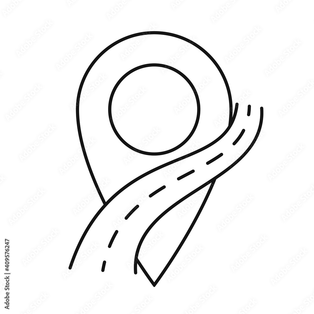Poster location map icon with road icon. travel concept. vector map pointer icon