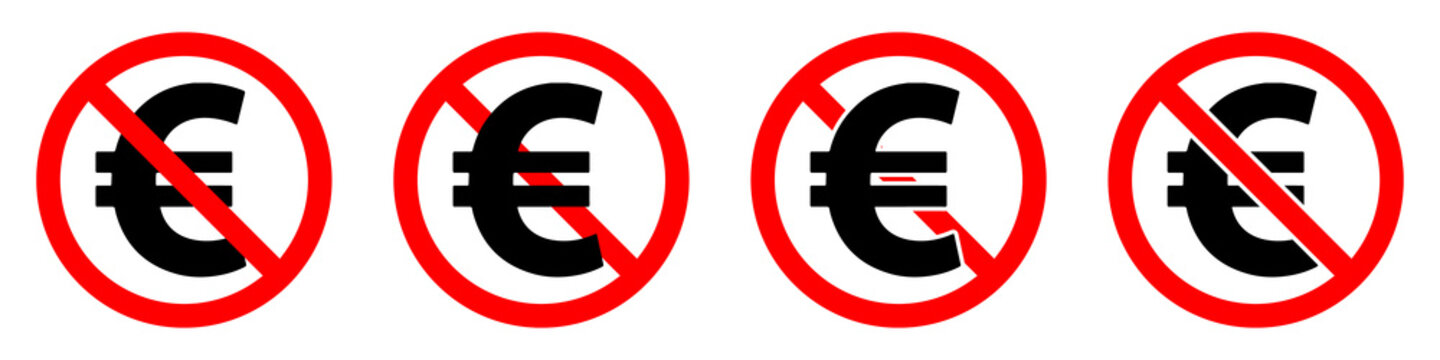 Euro Ban Icon. No Money Vector Symbol. Stop Euro Sign.