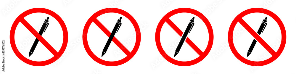 Wall mural Pencil ban icon. Pencil is prohibited. Stop pencil icon.