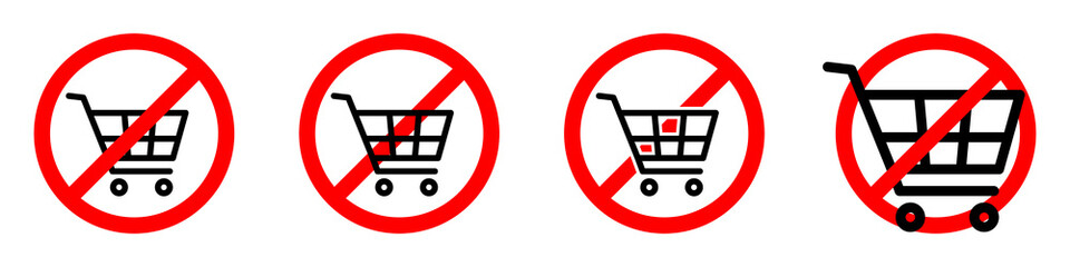 Shopping cart ban icon. Shopping cart is prohibited. No shopping cart icon. © chekman