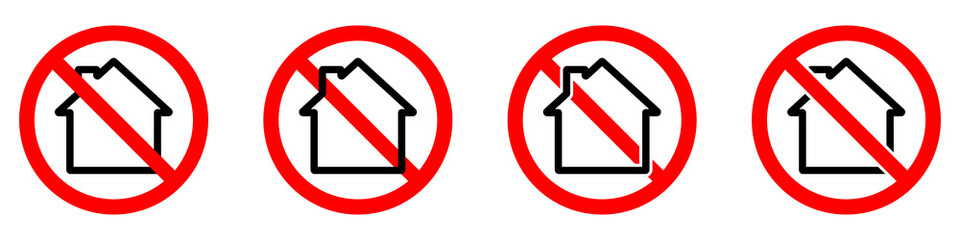 House is prohibited. Stop house icon. Vector illustration.