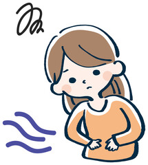 便秘で悩む女性 イラスト Poster Abdominal Abdominal Posters よこてさとめ