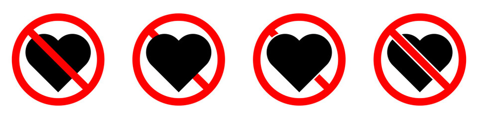 Love is prohibited. Stop heart icon. Vector illustration.