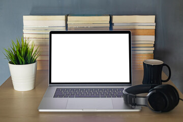 Laptop Mock Up For Online Learning Online classroom blank monitor screen