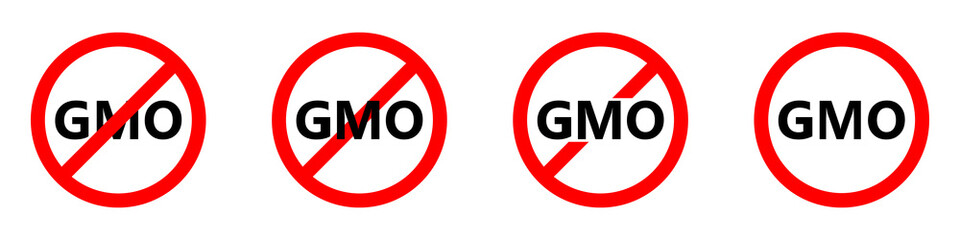 GMO ban icon. GMO is prohibited. Stop GMO icon. Vector illustration.
