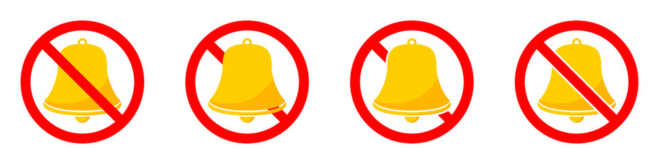 Bells is prohibited. No bells icon. Stop bells icon. Vector illustration.