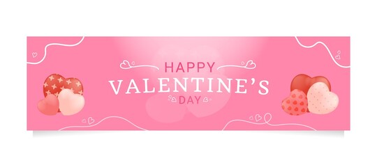 Valentine's day banners with 3d heart