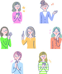 笑顔の若い女性7人　セット